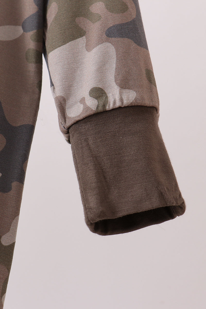 Camouflage bamboo zipper romper