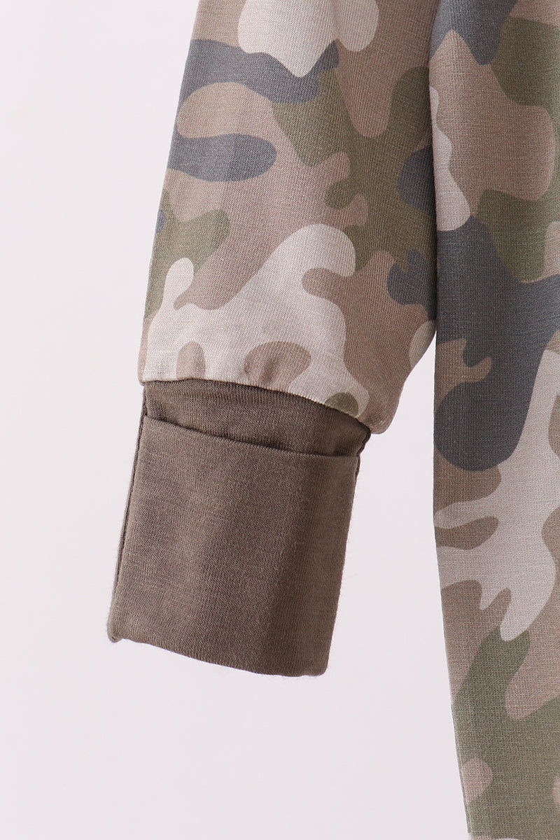 Camouflage bamboo zipper romper