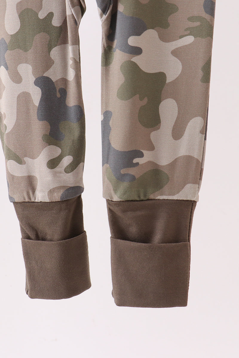Camouflage bamboo zipper romper