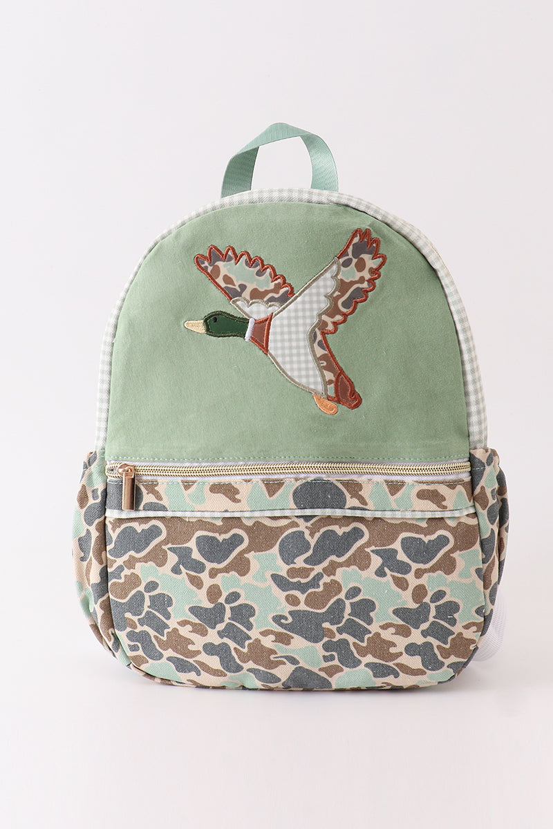 Camouflage duck applique schoolbag