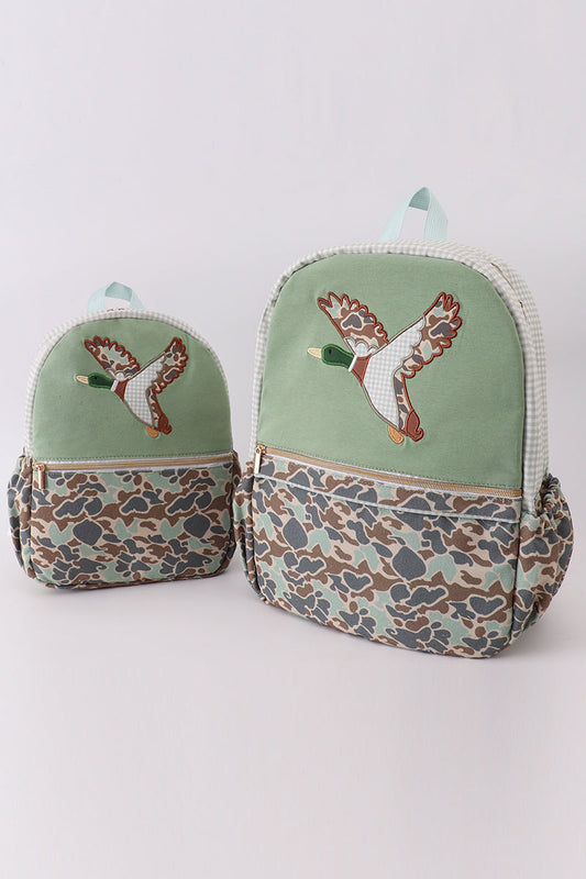 Camouflage duck applique schoolbag