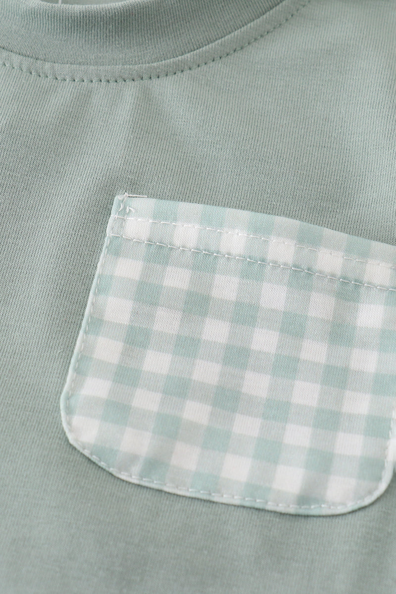 Green boy gingham 2pc shorts set