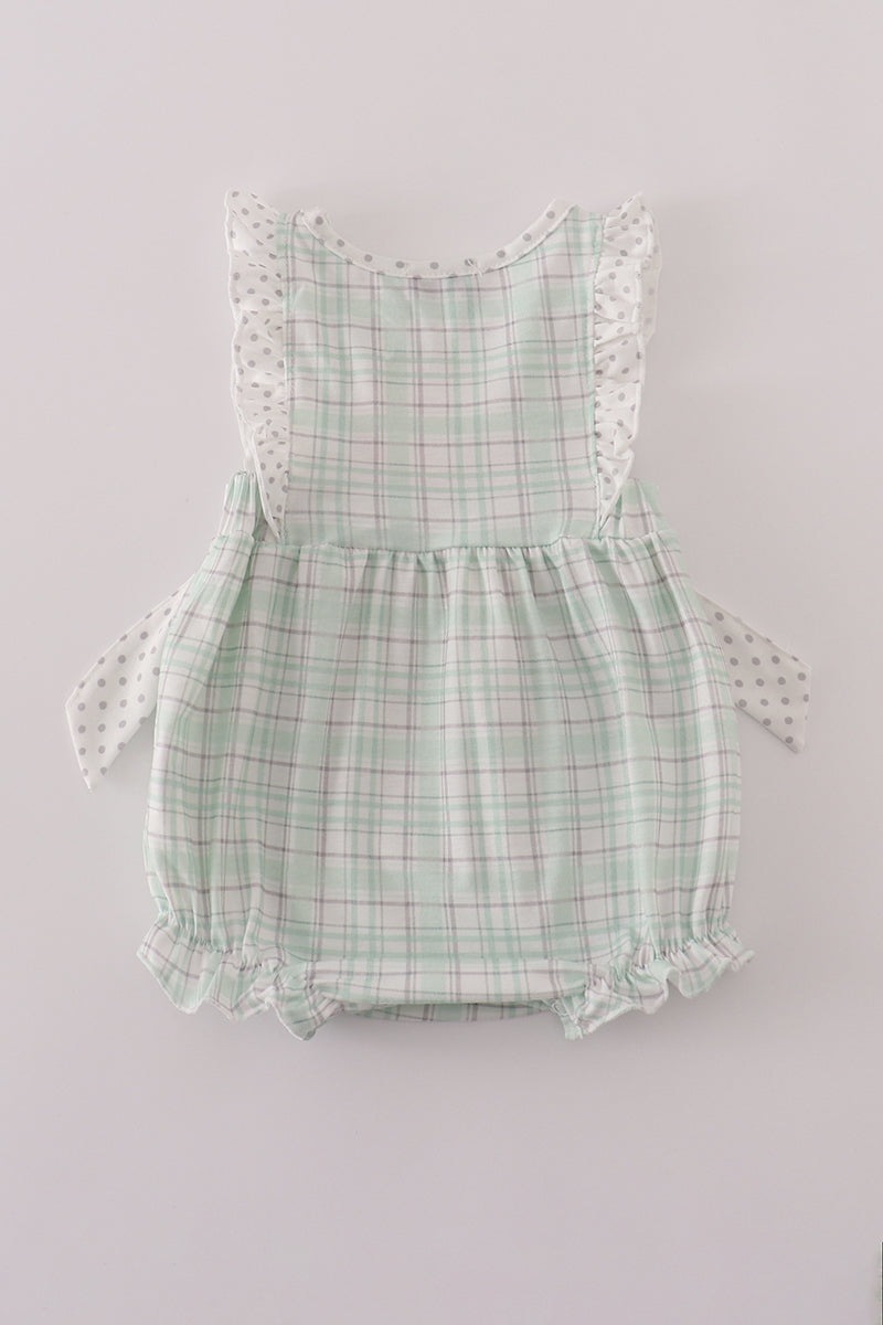 Green plaid sea shell starfish french knot ruffle bubble