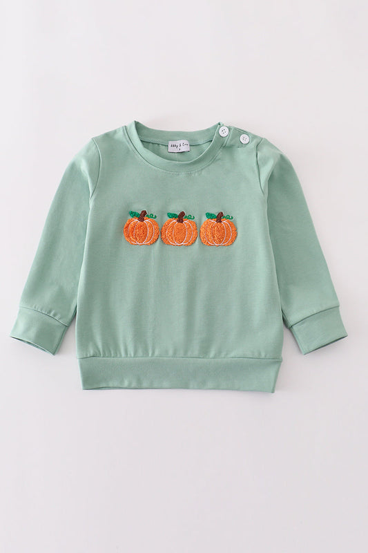 Sage pumpkin french knot top
