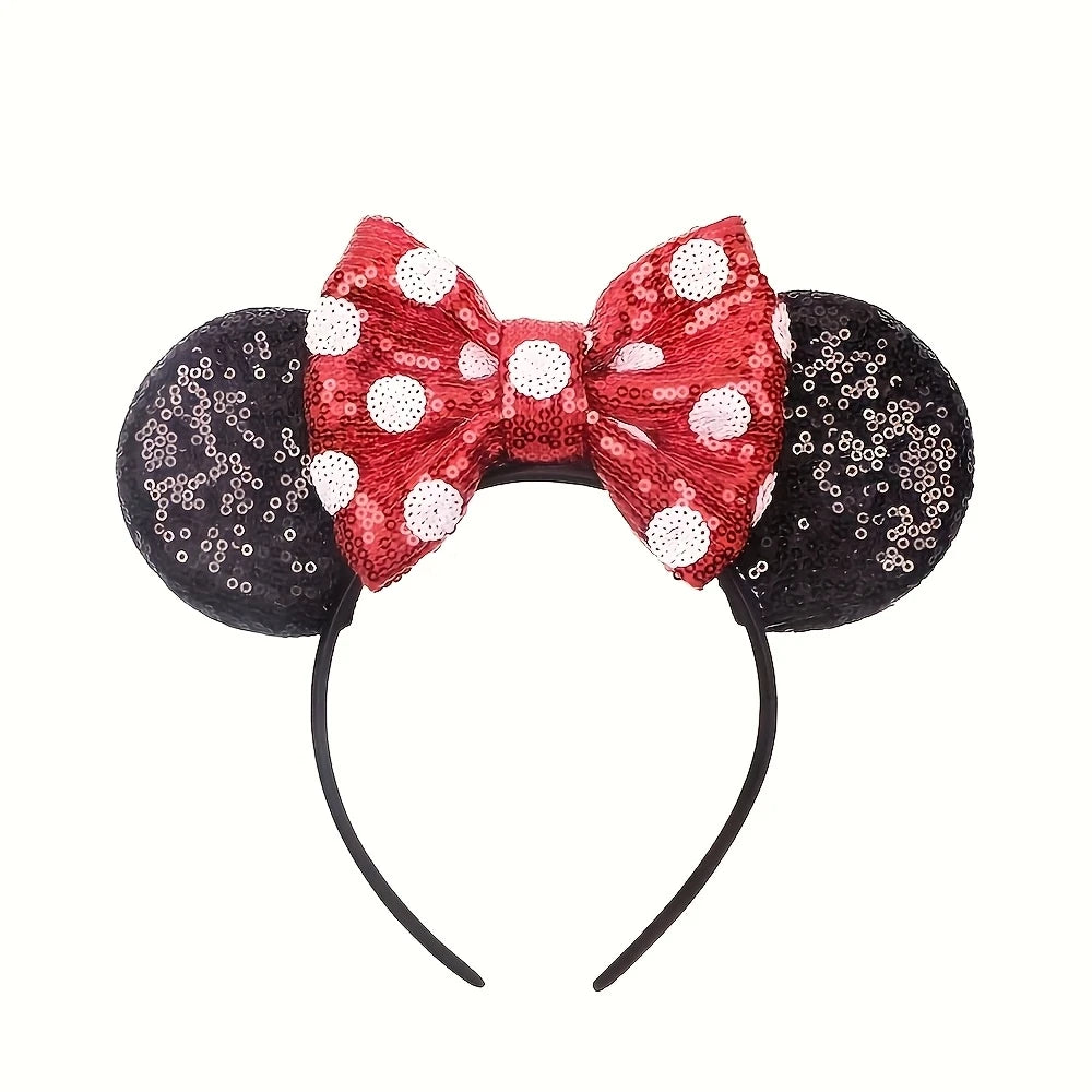 Red Sequin Bow Minnie Mouse Headband