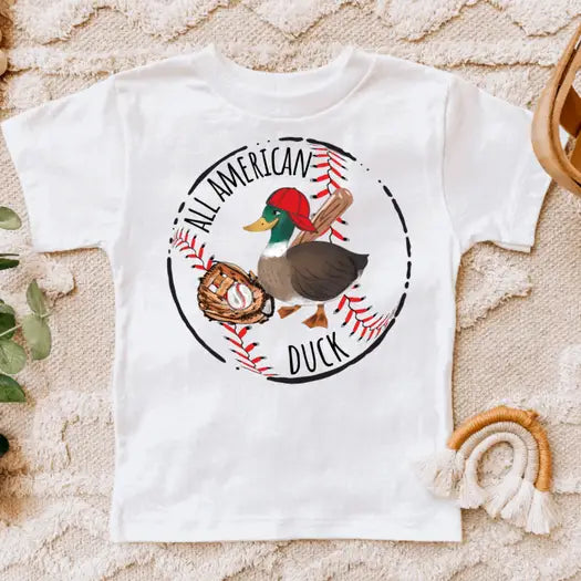 All American Duck Baseball Sports Summer Tee Shirt
