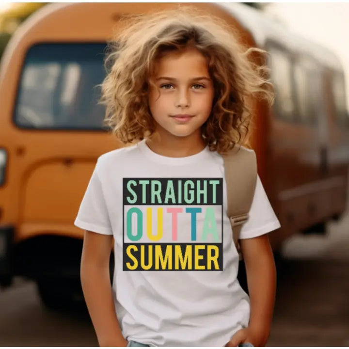 Straight Outta Summer Back To School Kids Tee Shirt