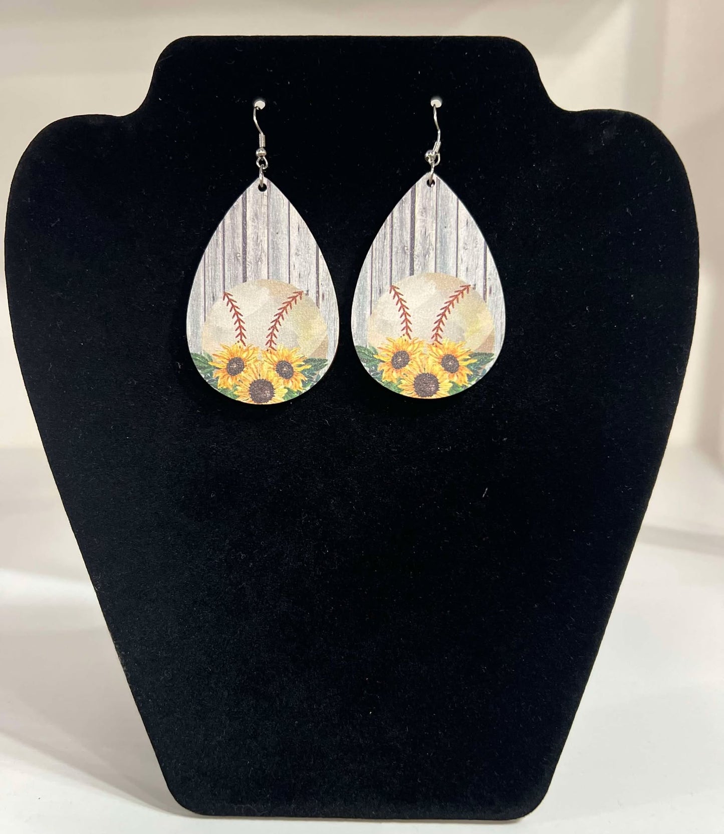 Baseball & Sunflowers Teardrop Earrings 057
