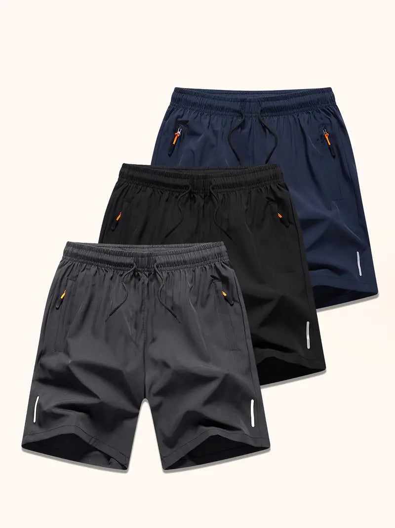 Boys Casual Athletic Shorts With Zipper Pocket