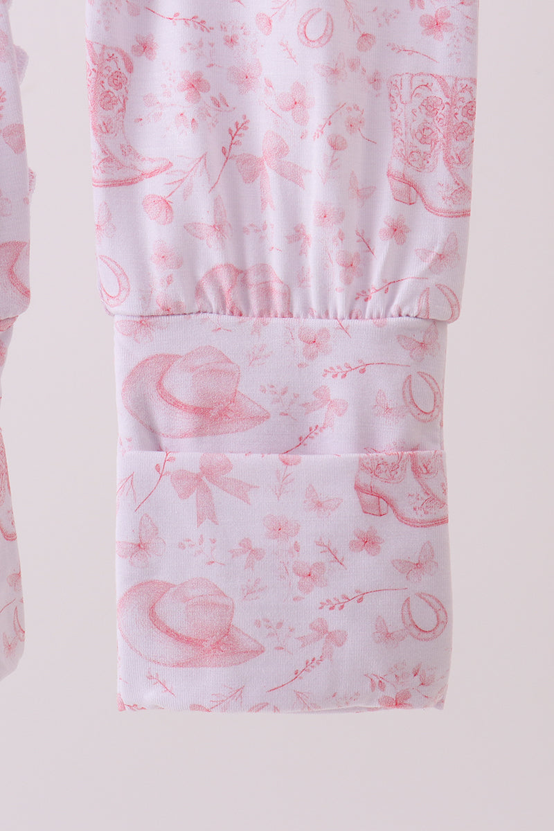 Premium pink boots bamboo romper