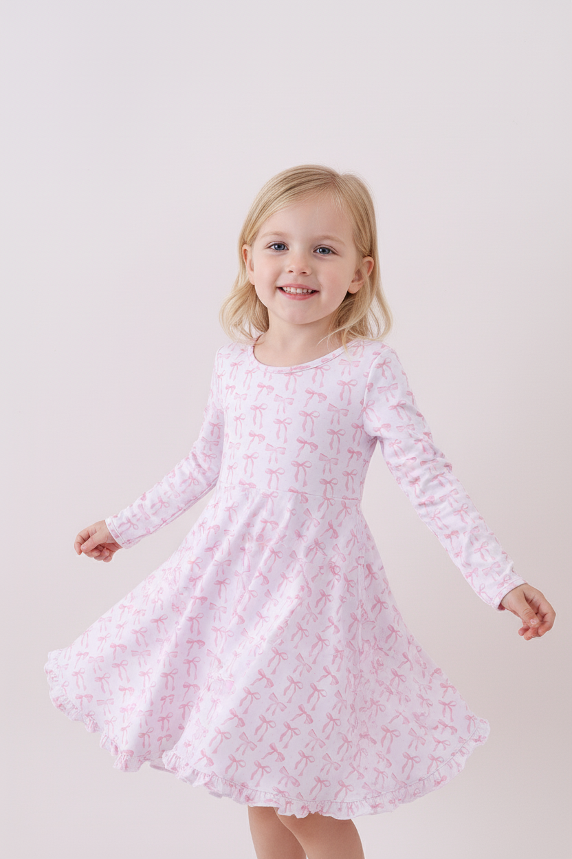 Premium tiny bow delight bamboo dress
