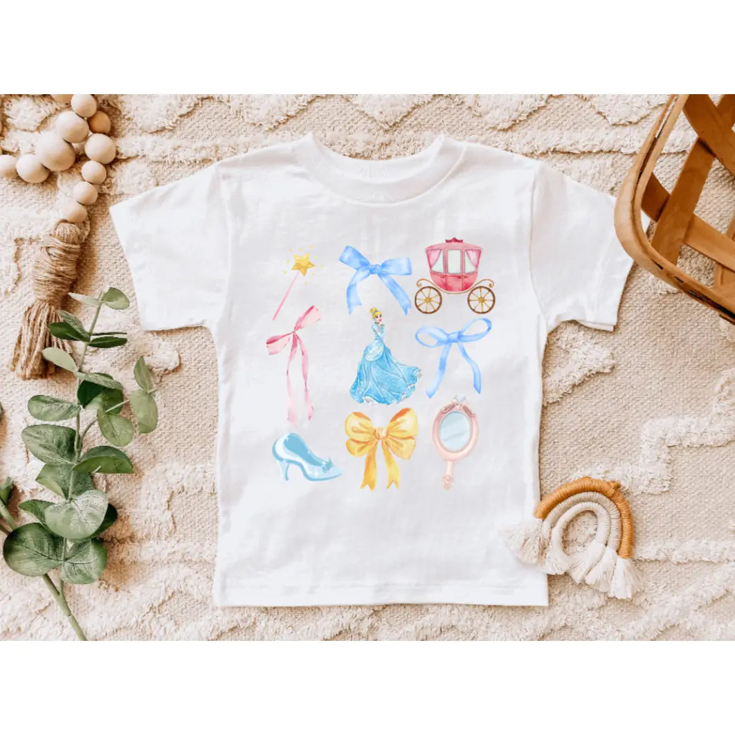 Princess Coquette Bows, Blue Dress Girls Summer Tee Shirt