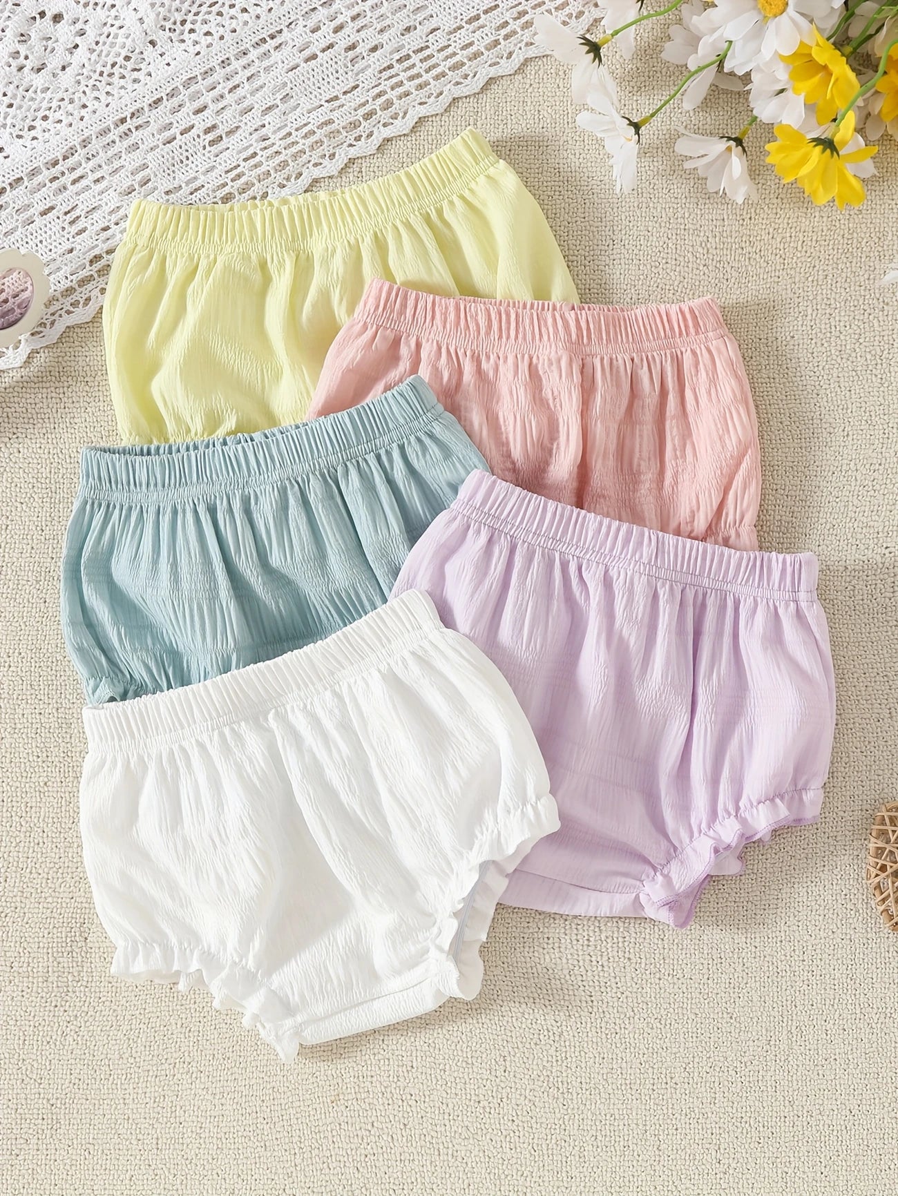 Baby Solid Color Casual Plain Weave Thin Fabric Bloomers