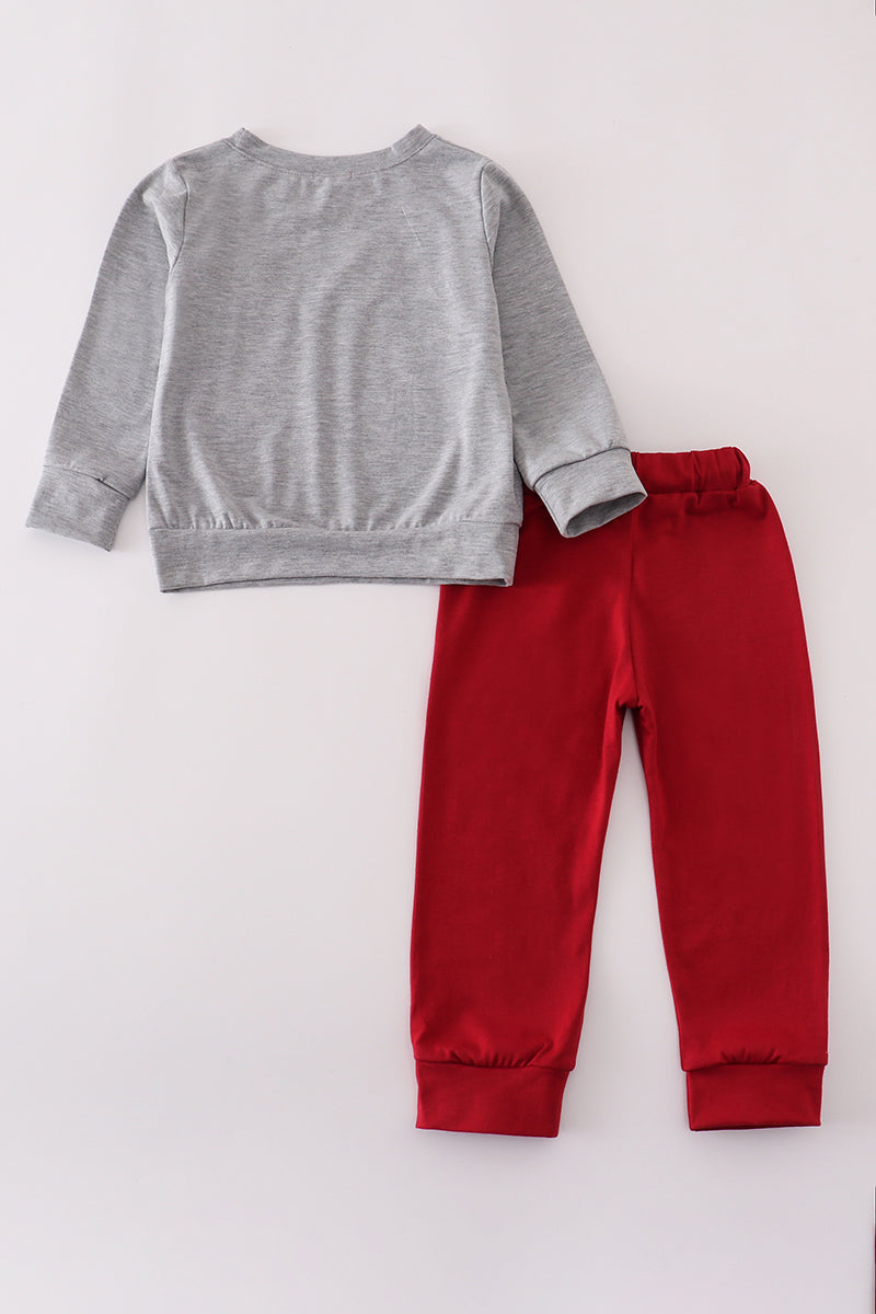 Grey Alabama embroidery pants set