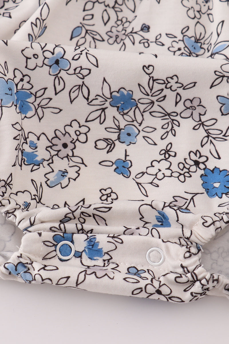 Blue vintage floral print bubble