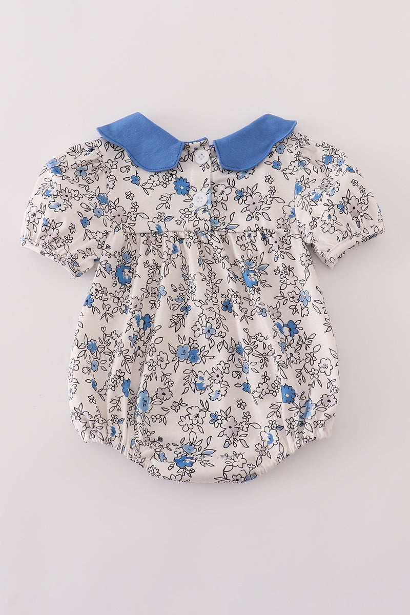 Blue vintage floral print bubble