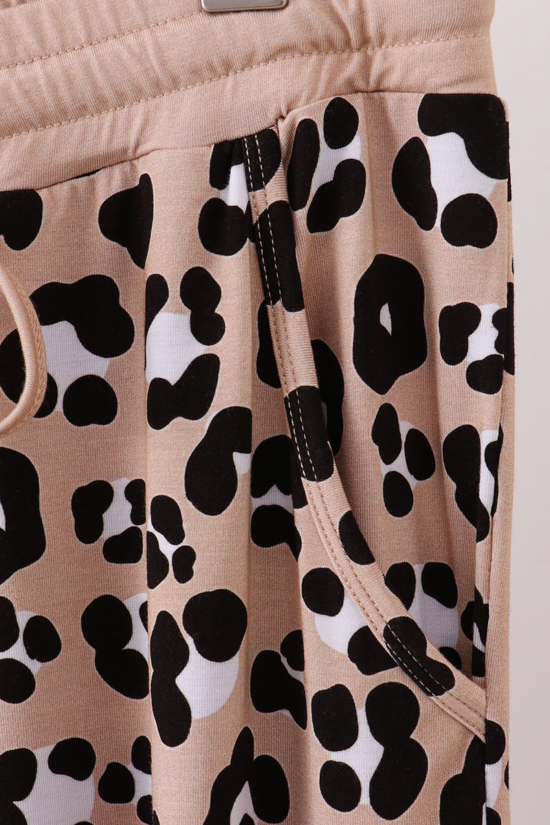 Brown leopard bamboo mom pajama pants