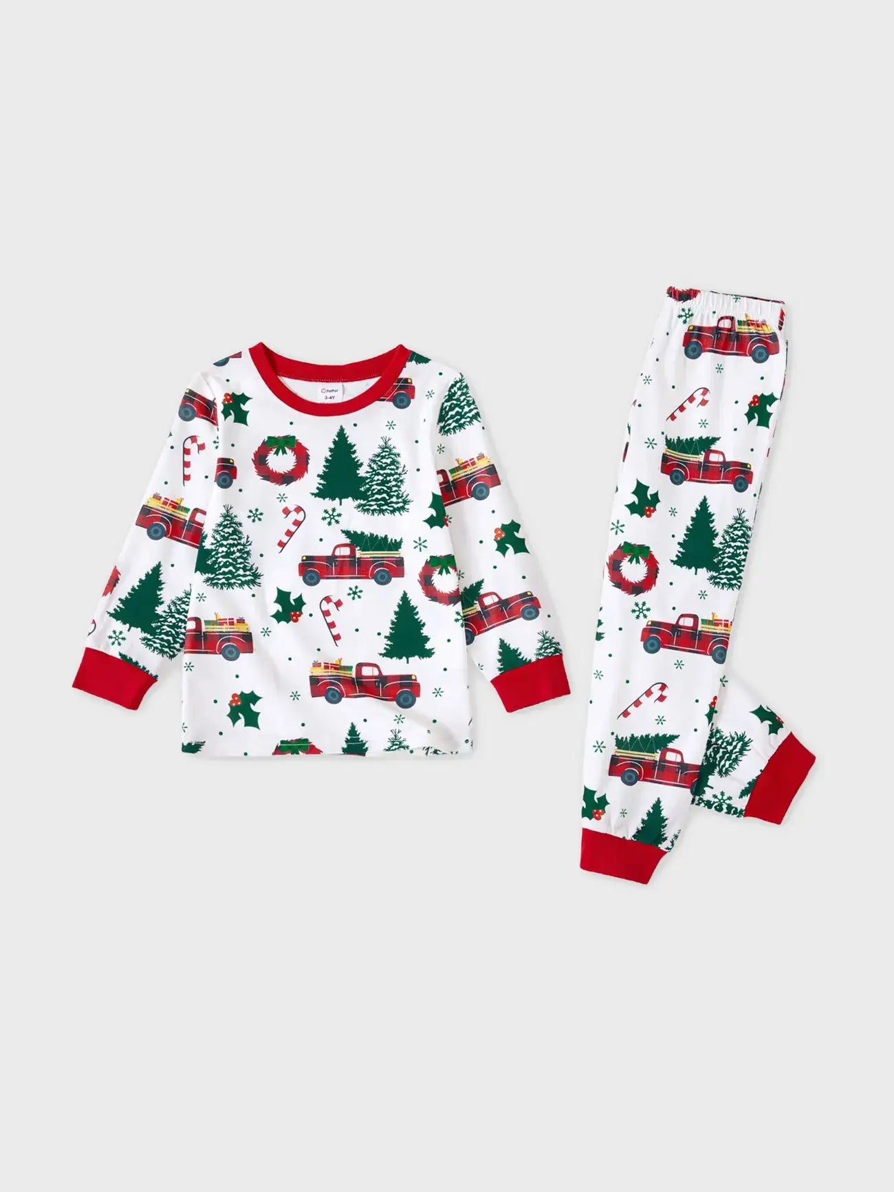 Allover Christmas Tree & Car Pattern Pajamas Set