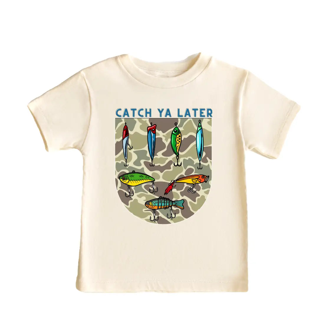 Catch Ya Later Camo Fishing Lures Kids Tee Shirt