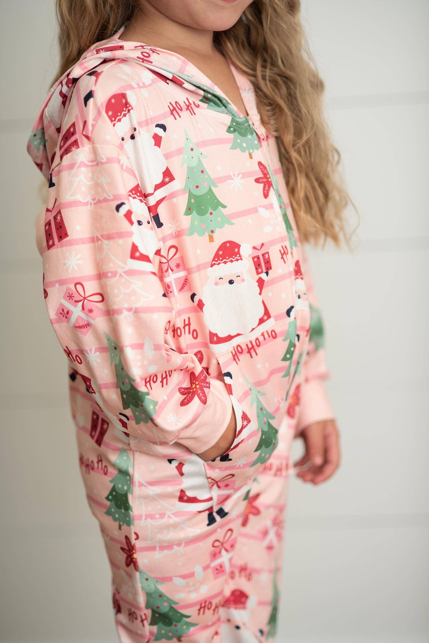 Santa Lounge Zip Hoodie Onesie with Critter Ears