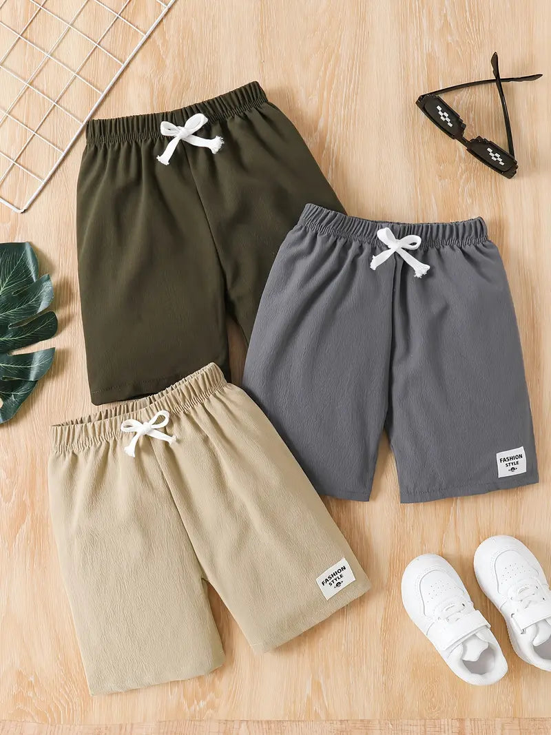 Boys' Fashionable Summer Casual Shorts Set with Drawstring