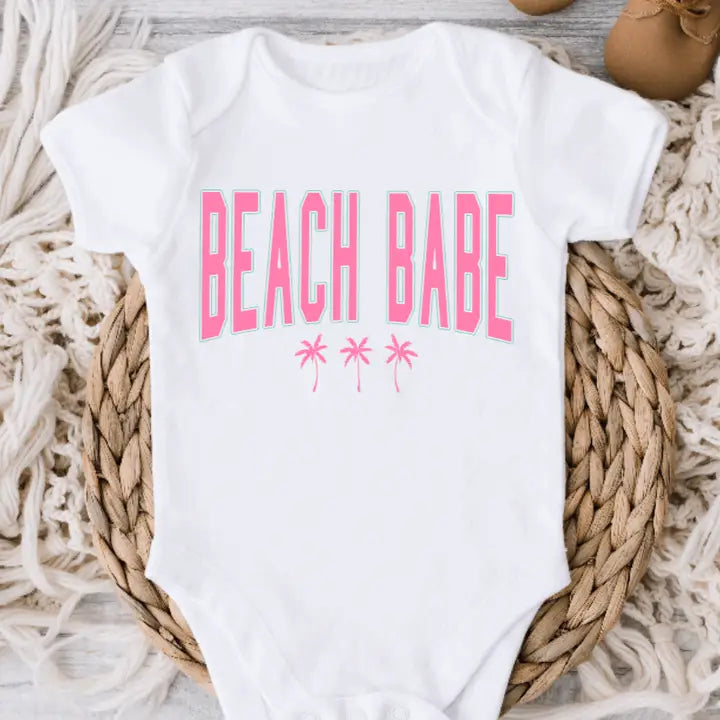 Beach Babe Vintage Retro Girls Summer Baby Onesie