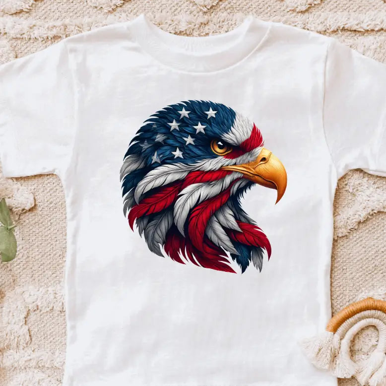 Bald Eagle 4th of July, American Flag Kids Tee Shirt