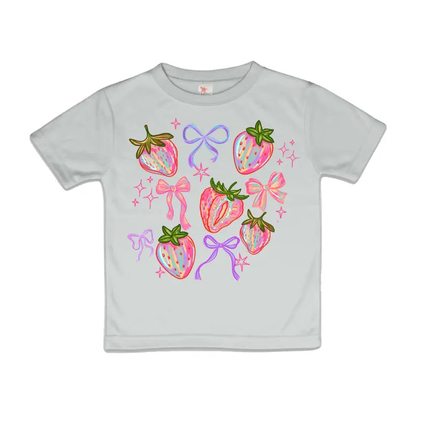 Strawberries and Bows Girls Tee Shirt, Strawberry Festival