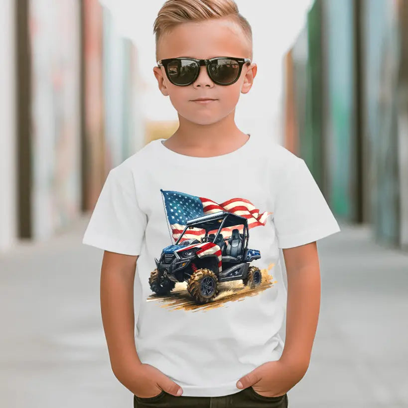 Utv 4th of July, Atv American Flag Kids Tee Shirt