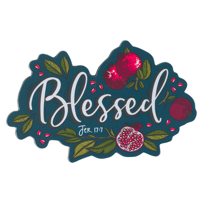 Magnet Dk Blue Pomegranates Blessed Jer. 17:7