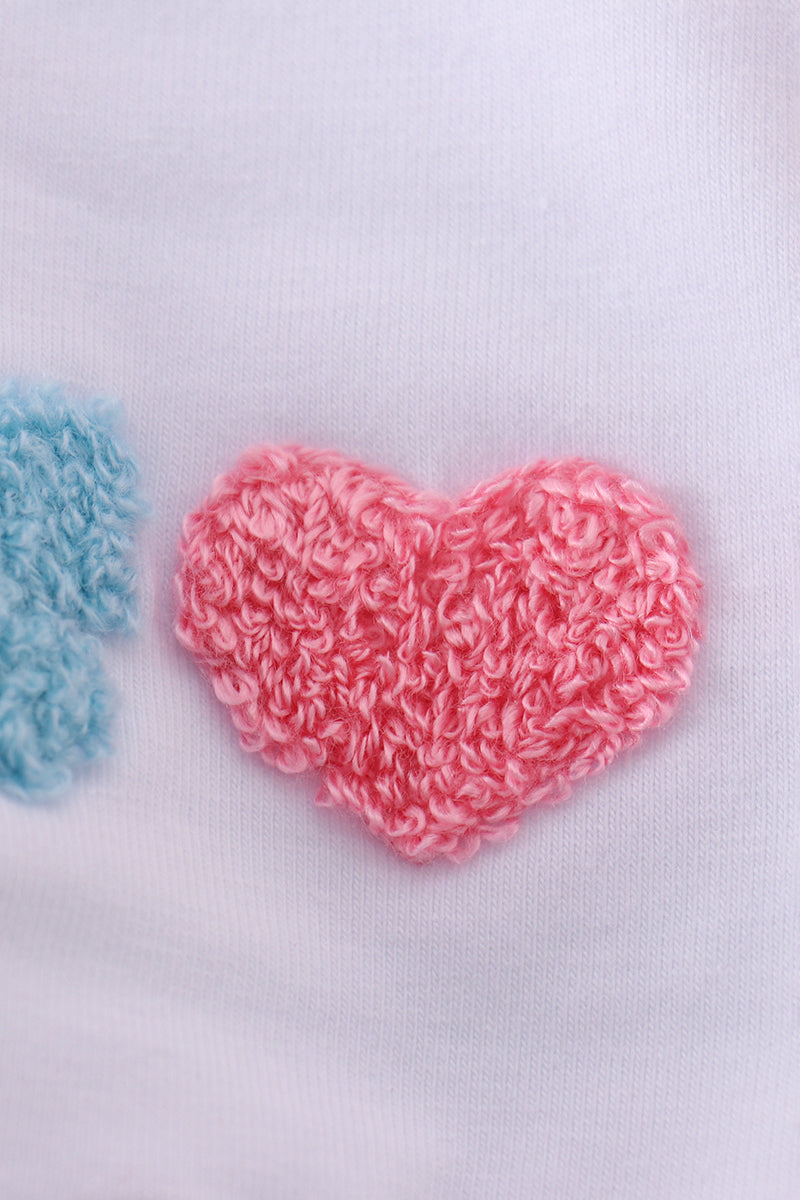 Blue bow embroidery ruffle romper