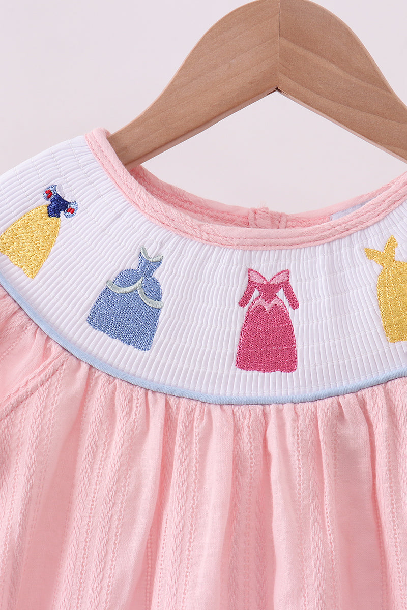 Pink princess smocked bloomer set