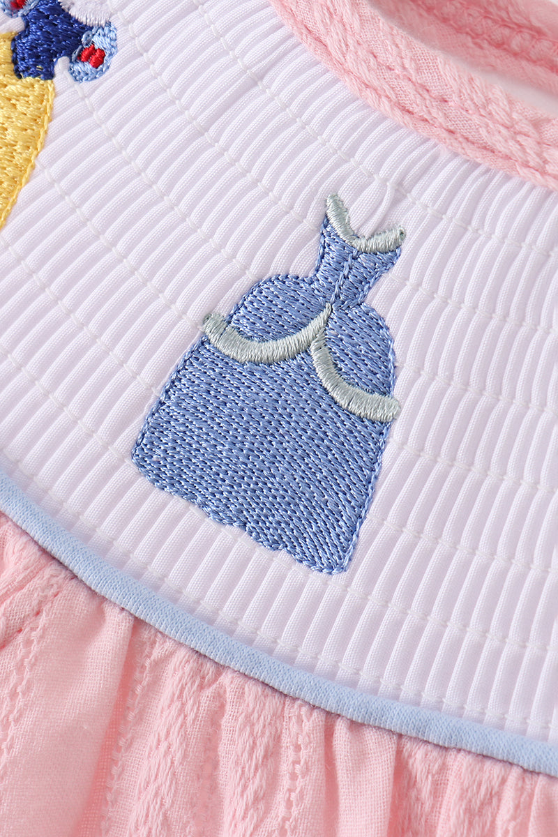 Pink princess smocked ruffle dress