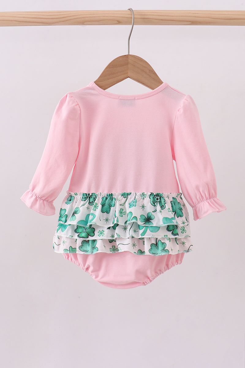 Pink clover glitter ruffle bubble