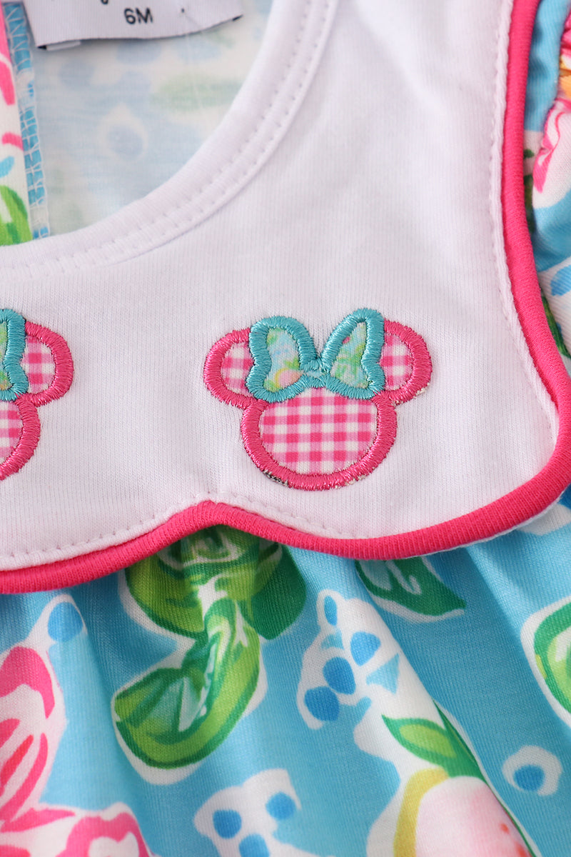 Green floral character applique bloomer set