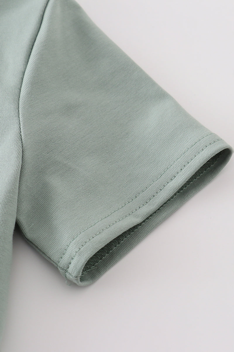 Green boy gingham 2pc shorts set