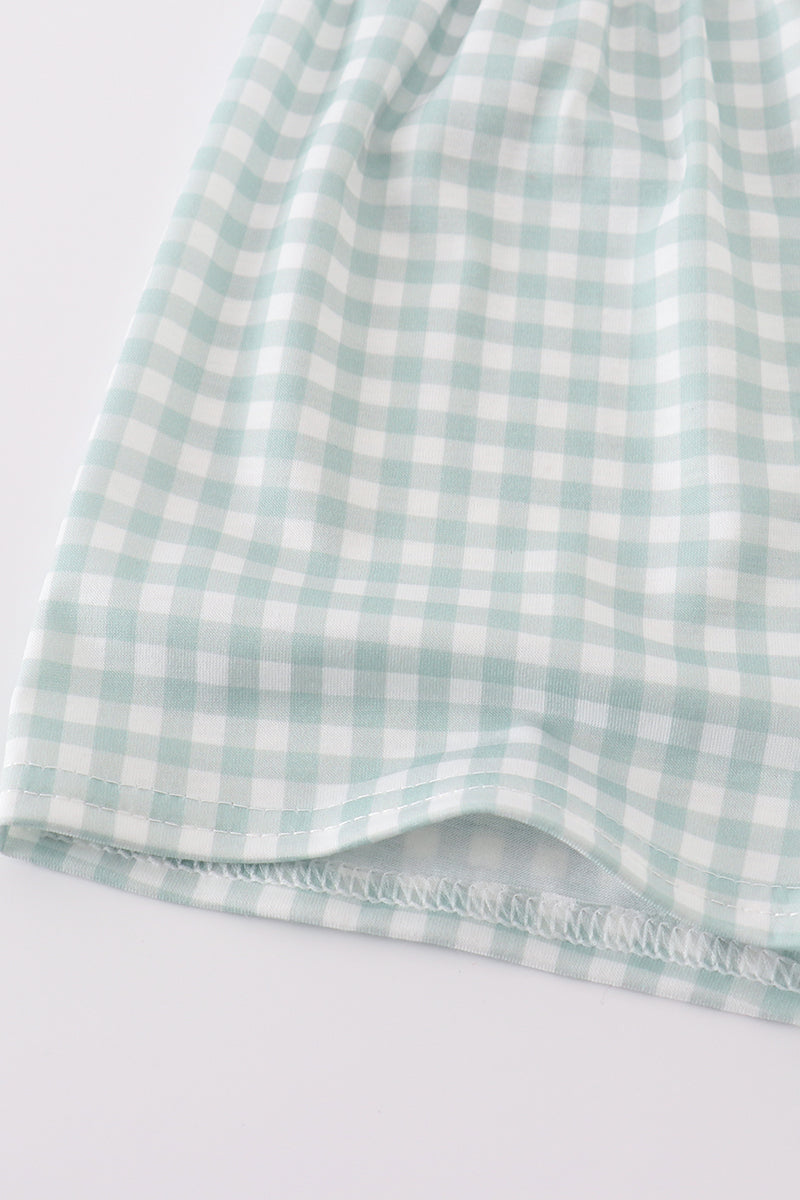 Green boy gingham 2pc shorts set