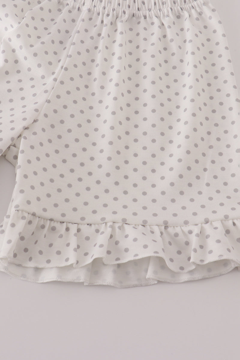 Green plaid sea shell starfish french knot ruffle shorts est
