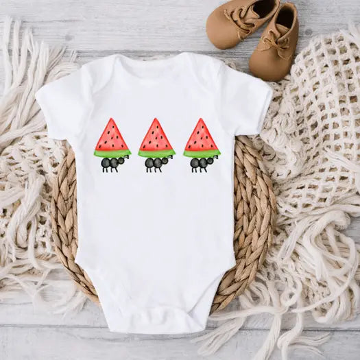 Watermelon and Ants Kids Summer Baby Onesie