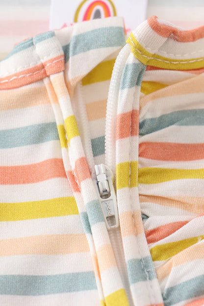 Multicolored stripe 2pc ruffle romper