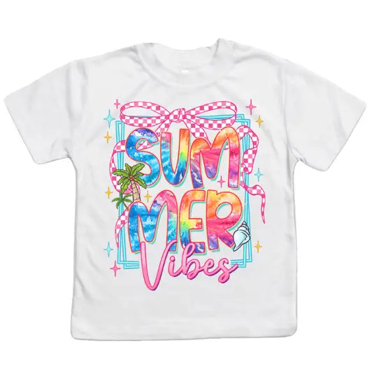 Summer Vibes & Coquette Bow Girls Tee Shirt