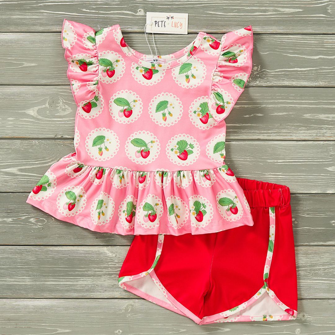 Summer Strawberries 2pc Short Set