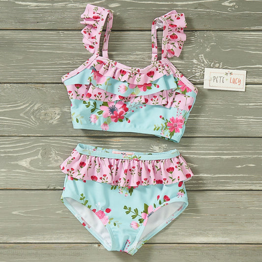 Vintage Floral 2pc Swim Suit