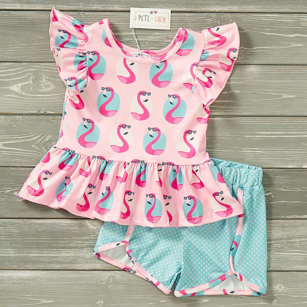 Cool Flamingo 2pc Short Set