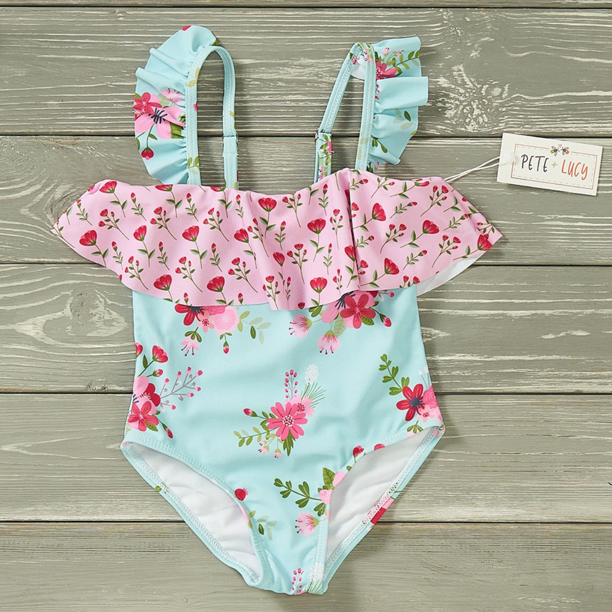 Vintage Floral 1pc Swim Suit