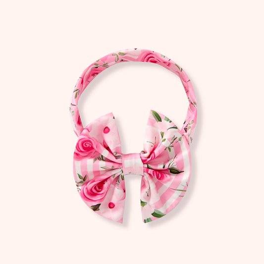 Pink Posies Headband Bow