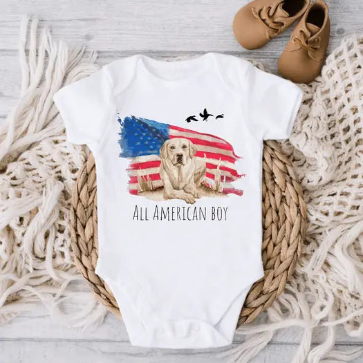 All American Boy Onesie, 4th of July Summer Patriotic Shirt