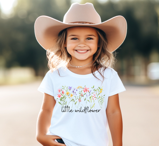 Little Wildflower Watercolor Boho Summer Girls Tee Shirt