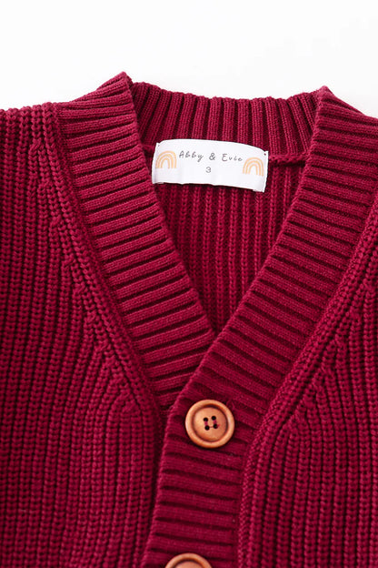 Maroon pocket cardigan sweater