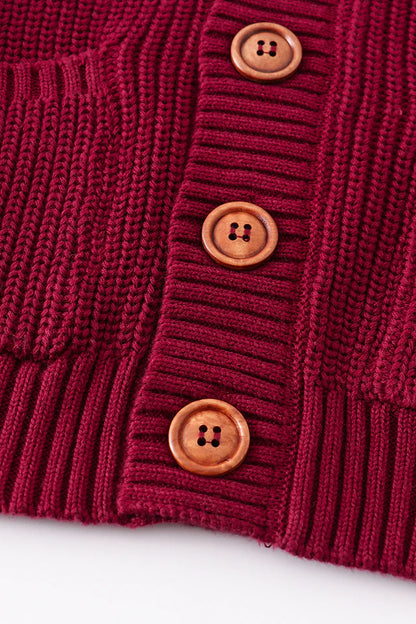 Maroon pocket cardigan sweater